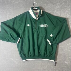 Vtg STARTER NFL Pro Line New York Jets Green Pullover Windbreaker Jacket Large
